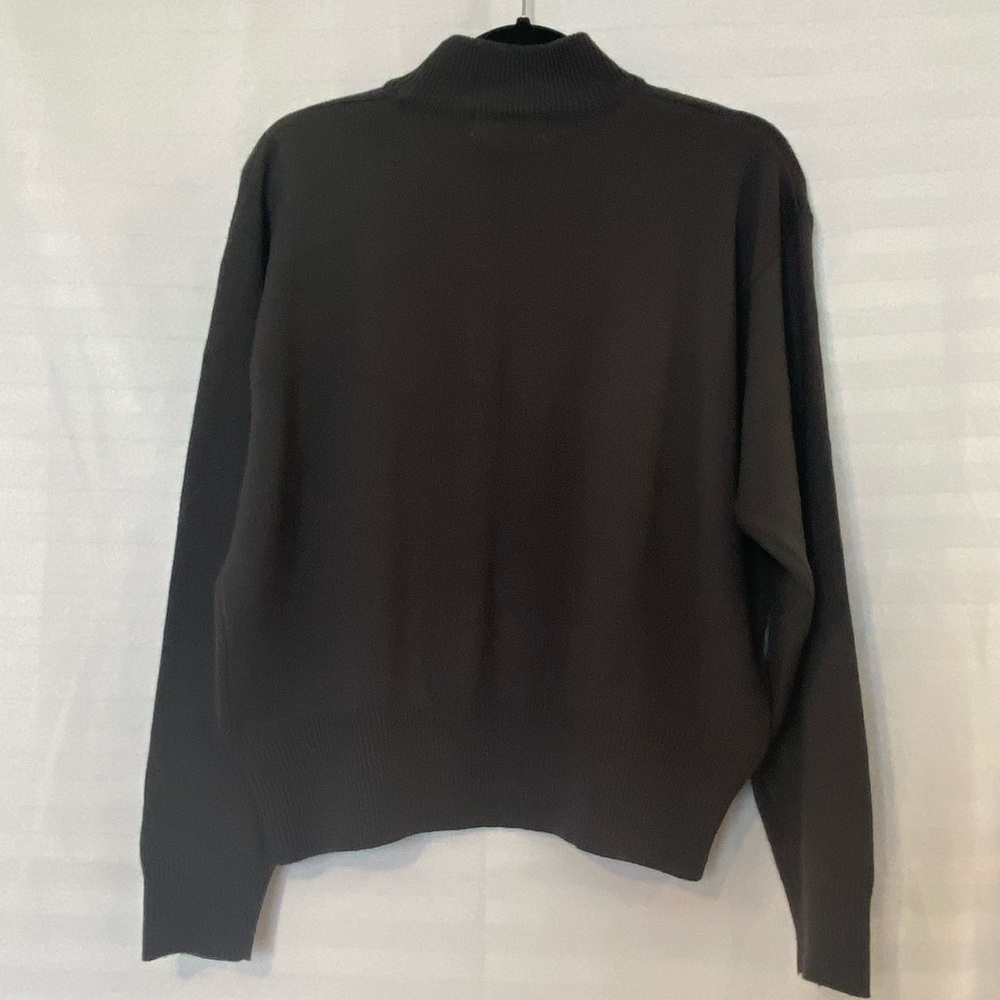 Women's Grey Studded Wool Blend Mock Neck Soft Knit Sweater Large Goth Mobwife - Picture 7 of 13